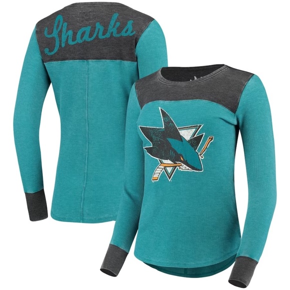 TOUCH BY ALYSSA MILANO San Jose Sharks Teal Blindside Thermal Long Sleeve Top 1X - Picture 2 of 14